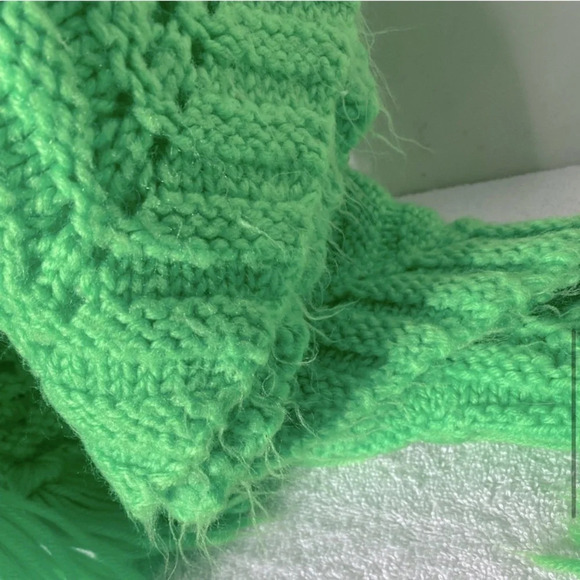 Vintage Handmade Crochet Green Afghan Throw Blanket - Picture 8 of 10